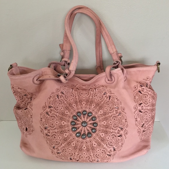 Sundance Handbags - Sundance Celestial Circles Leather Bag Pink